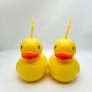 ग्रीष्मकालीन हैवीयन कार्टून प्यारा पुआल पेय 1000 मिलीलीटर pvc भोजन मग बतख के आकार का कप - Product Image 6