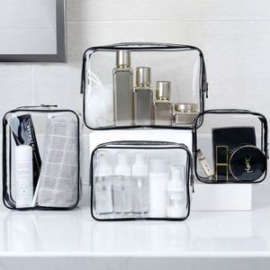 Organisateur de trousse de maquillage transparent en PVC résistant à l'eau de grande capacité pour voyage en plein air avec fermeture à glissière - Product Image 1