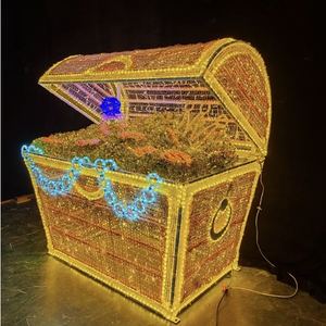 Christmas Decorative Lighting Customize Golden <strong>rainbow</strong> Outdoor 3 D Gift Box Decorative Led Treasure Pirate Chest Box Motif <strong>Light</strong> - Product Image 1