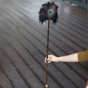 Peacock Feather Duster Bamboo Handle 19in Soft Furniture Dusting Tool Decorative Ornament Personal Gift - Product Image 2