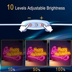 ไฟนีออน LED รูปหมวกพ่อมดและไม้กวาด ตกแต่งภายในสำหรับวันฮาโลวีน ไฟสร้างบรรยากาศถนนสำหรับวันอีสเตอร์ ไฟตัวอักษรเรืองแสง ป้ายร้านค้า - Product Image 2