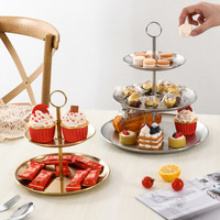 Rak Display Multi-tingkat Stainless Steel, Rak Penyimpanan Nampan Buah, Rak Camilan, Stand Kue Pastry, Nampan Penyimpanan Buah Zhongzhi SCJ