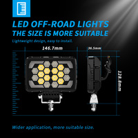 Barre lumineuse de travail LED rectangulaire 5,7 pouces 18 LED, éclairage latéral ambre, éclairage de conduite tout-terrain, projecteur IP68 étanche pour camionnette 4x4