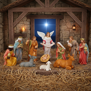 Precio de Fábrica, Set de Natividad de Fibra de Vidrio de la Sagrada Familia a Tamaño Real, Estatuas Decorativas de Navidad en Venta - Product Image 1