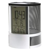 Digitaler Desktop-Wecker mit Stoppuhr, Kalender, Stifthalter und Temperaturanzeige - Büro-Organizer Schreibtisch-Zugehörigkeit Tischuhr