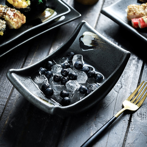 Platos irregulares japoneses Retro, <span class=keywords><strong>Tapas</strong></span> para postre, aperitivo, plato de Sushi, plato de servicio de cerámica para restaurante - Product Image 1