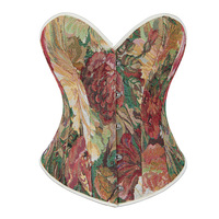 Corset Sculptant Vintage Romantique pour Femme, Bustier Effet Peinture à l'Huile, Gaine Amincissante Ventre Plat, Corset Renaissance Crop Top pour Femme