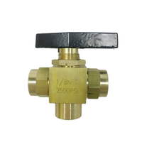 High Pressure 2500 psi 1/8 NPT Female Thread Panel Mount Instrument 3 Way Brass Ball Valve Manual High Temperature OEM
