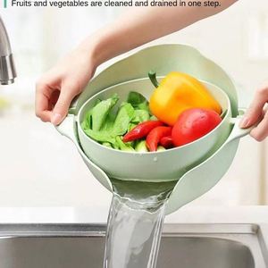 BPA-Free Double-Layer Flexível Spinning Kitchen Sink Food Grade PP Salada Água Fluindo Coador - Product Image 2