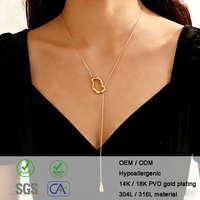 Collier fin en alliage 18 carats avec pendentif goutte d'eau minimaliste, breloques irrégulières et chaîne serpent carrée pour femme