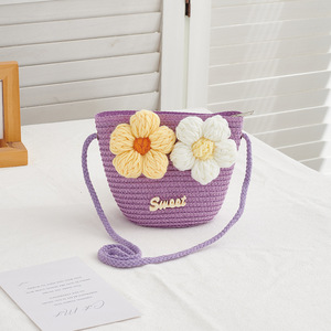 Borsa Piccola per Bambini Primavera/Estate con Logo OEM, <span class=keywords><strong>Portafoglio</strong></span> Piccolo, Borsa in Paglia da Viaggio per Ragazze, Borsa a Tracolla Piccola Fresca per Viaggi - Product Image 4