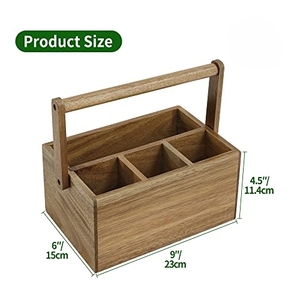 Porte-ustensiles en bois d'acacia avec poignée, organisateur multi-positions pour cuisine, bureau, <span class=keywords><strong>salle</strong></span> <span class=keywords><strong>de</strong></span> <span class=keywords><strong>bain</strong></span>, chambre à coucher - Product Image 3