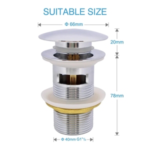 Universal Push Down Wash Basin Waste Drain Filter Brass With Anti-Clogging Hair Catcher <strong>Basket</strong> for <strong>UK</strong> Market - Product Image 4