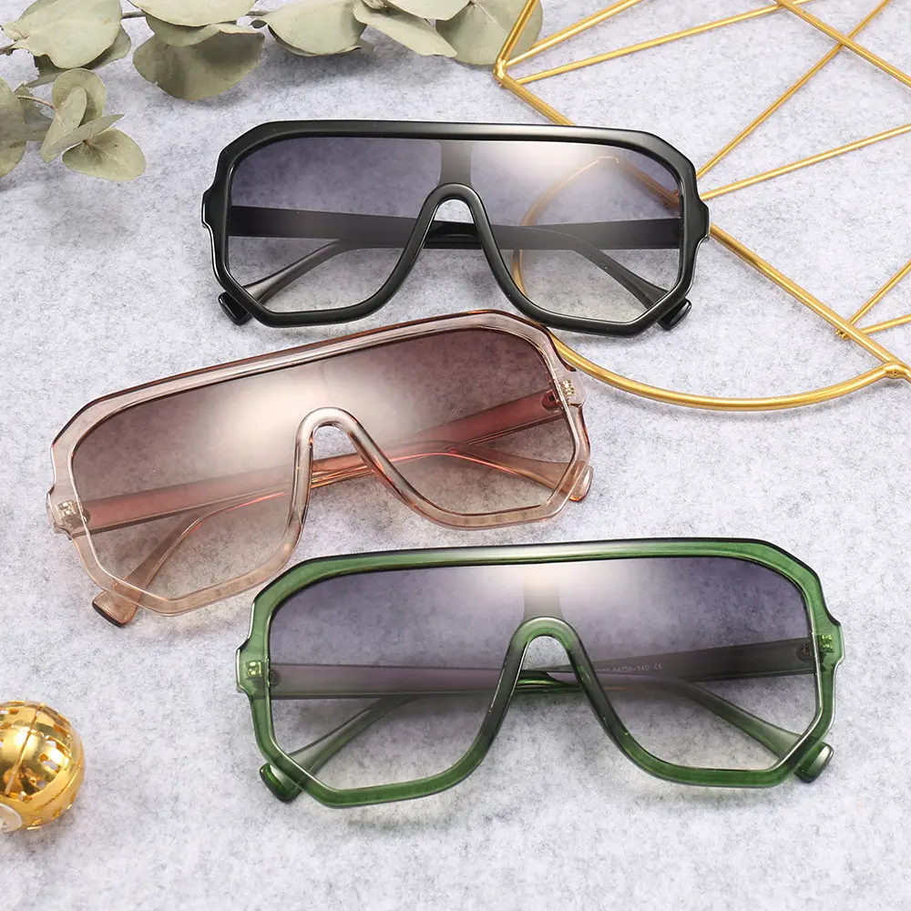 ขายส่งพลาสติกชิ้นใหญ่ตารางกรอบอินเทรนด์ขนาดใหญ่ผู้หญิงผู้ชายเฉดสีอาทิตย์แว่นตาแว่นกันแดด2021