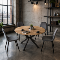 Table de cuisine ronde peu encombrante, pieds croisés en métal robuste, table à manger nordique en bois grainé, ensemble de table à manger moderne, best-seller