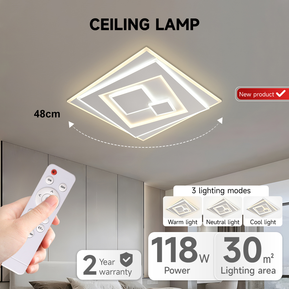 Most Popular Indoor Ceiling Lamp Living Room Bedroom Acrylic 118W Remote Control Modern Nordic Style Led Ceiling Light