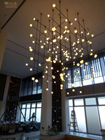 Luminaire suspendu moderne personnalisé en verre LED en forme de boule et de cube, lustre rectangulaire en métal, à intensité variable, garantie 10 ans, haute luminosité pour hôtel