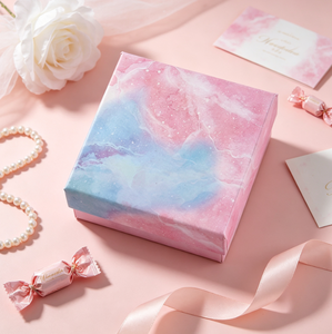 Caja de Joyería de Mármol Personalizada de Fábrica, Caja Cuadrada Rígida con Degradado Rosa y Azul para Cosméticos, Regalos y Artículos Pequeños - Product Image 6
