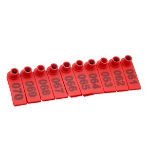 Plastic Red Color Sheep Goat Ear Tag With Numbers for Sheep Goat Animals