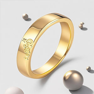 Bagues de fiançailles bague ronde brillante bague en argent 925 plaqué or sculpture gratuite bague pour hommes et femmes personnalisation du nom - Product Image 3