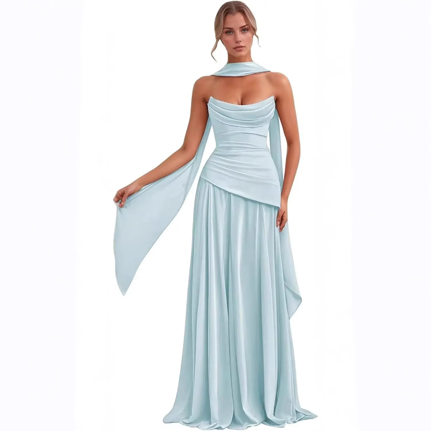 slim evening dresses Slim Cut Red Dress With Feathers