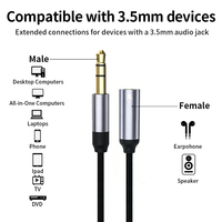 Câble d'extension audio tressé en nylon 3,5 mm, adaptateur AUX portable mâle-femelle pour connecter un ordinateur aux enceintes