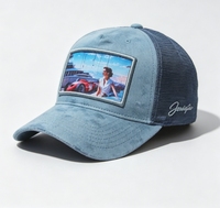 Gorra Trucker de Terciopelo Personalizada al por Mayor con Malla, 5 Paneles, Sombrero de Terciopelo Personalizado con Bordado de Parche