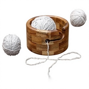 AZ ENTERPRISES AZE-WYB020 Bol à fil en bois, design simple, portable pour le tricot à la main, utilisation pratique, couleur naturelle, couvercle, épaisseur 5 mm - Product Image 5