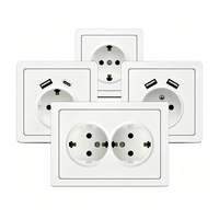 Prise de courant murale double USB standard de l'UE Prise électrique 220V Type-C Port de charge USB Panneau d'interrupteur mural français 2