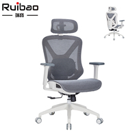 Chaise de bureau ergonomique moderne Ruibao M3 à dossier haut avec support lombaire 3D et maille respirante pivotante pour une longue séance assise