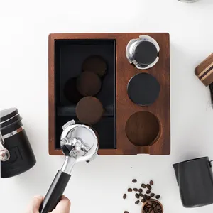 Tùy chỉnh bán buôn đa chức năng cà phê phụ kiện Barista công cụ cà phê căn cứ Gỗ Gõ hộp cho Espresso