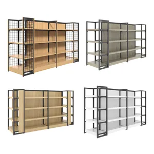 Lower price Fashional design light duty retail store wooden display shelving gondola for customized supermarket equipment