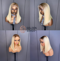 Perruque Lace Front Wig 613 naturelle péruvienne, cheveux humains, couleur Blonde, pas cher, 4-100%