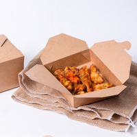 Caja de comida para llevar de papel kraft impresa personalizada, caja para pollo frito, contenedor desechable para envasado de alimentos