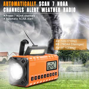 Nouvelle radio d'urgence multifonction haute capacité, solaire, à manivelle, avec power bank, lampe torche et lampe de lecture - Product Image 3