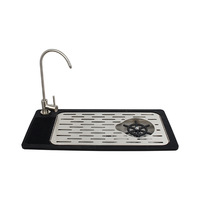 AQUA BR713-1 Robinet de lavabo à col de cygne en acier inoxydable, durable et moderne, avec rince-verre intégré, station de lavage de tasses commerciale tout-en-un avec égouttoir
