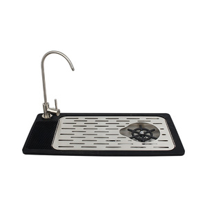 Stainless Steel Glass Rinser Sink with Gooseneck Faucet, All-in-One Commercial Cup <b>Washer</b> Station with Drip Board and Silicone - Product Image 2