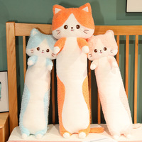 Coussin long en forme de chat mignon, peluche douce en forme de chaton, oreiller de câlin pour dormir, peluches animales pour la chambre à coucher, cadeau d'anniversaire
