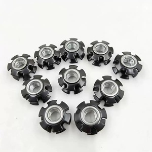 Tuerca de inserción para tubo con clip de resorte recubierto de negro, autoblocante, con brida redonda en forma de T. - Product Image 1