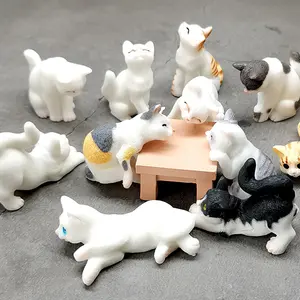 Mini estatueta em vasos para gato, decoração em miniatura de resina para gatos, artesanato, animal, estátua de casa, musgo, decoração em vasos