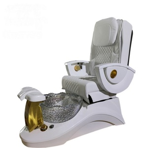 Kisen Hot Sale Commercial Furniture Beauty Spa Salon Modern Grey Gold Pedicure Chair with LED <b>Back</b> Massage Function for Sale - Product Image 6