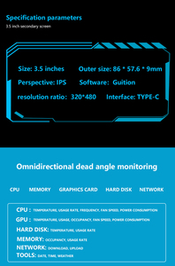 หน้าจอ IPS ขนาด 3.5 นิ้ว แบบ Type-C สำหรับใช้งานเป็นจอรอง |   AIDA64 PC CPU GPU RAM HDD มอนิเตอร์, จอแสดงผล USB Mini IPS Type-C รุ่น W883 - Product Image 6