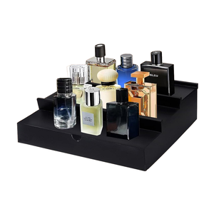 Étagère de rangement multifonctionnelle en bois à trois niveaux de haute qualité pour colognes, présentoir élégant pour salle de bain masculine - Product Image 2