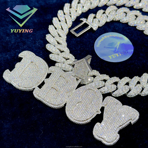 Colgante de Plata de Ley 925 Chapado en Oro de 18K con Letra Personalizada y Moissanita VVS, Certificado GRA, Joyería Hiphop - Product Image 1