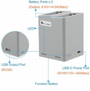 İki yönlü pil şarj göbeği için DJI Mini <span class=keywords><strong>3</strong></span>/<span class=keywords><strong>3</strong></span> Pro Drone şarj iki piller sırayla kontrol pil seviyesi şarj aksesuarları - Product Image 6