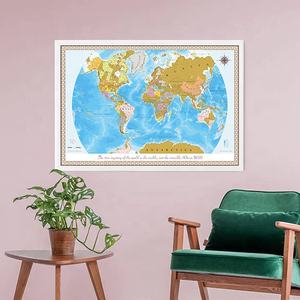 ملصق خريطة عالمية فاخر عالي الجودة باللون الأزرق للخدش مخصص للسفر ديكور المنزل والمكتب مصنوع من الحرف الورقية الممتازة - Product Image 2