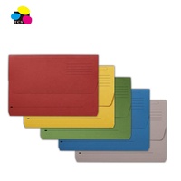 Cartera de Documentos Expandible de Papel Ecológico Rígido Amarillo de Buena Calidad con Tres Colores de Piedra, Personalizable, con Solapa de Media Profundidad