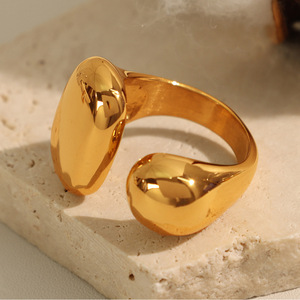 แหวนทองทรงเรขาคณิตสำหรับผู้หญิงออกแบบเปิดแหวนสแตนเลสเครื่องประดับของขวัญแหวนแฟชั่น JZ91 - Product Image 3