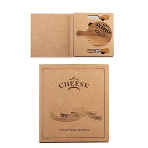 Regalo de Navidad Juego de tablas de queso con forma de libro ecológico de madera de bambú con tabla de cortar y cuchillos de queso - Product Image 5