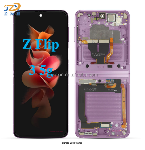 1:1 AMOLED for Samsung Z Flip 3 LCD Display Touch Screen Digitizer Assembly for Samsung Z Flip 3 5g F711 Display with Frame